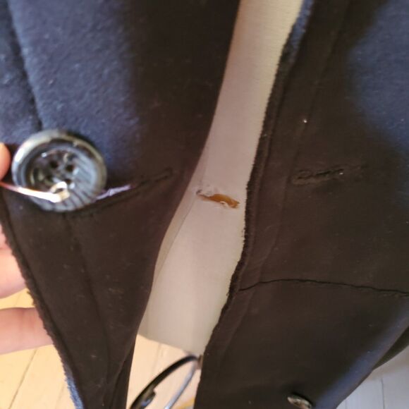 Vintage 90s Black Be Rock Los Angeles Express Long Coat Jacket, S-M - Picture 4 of 16